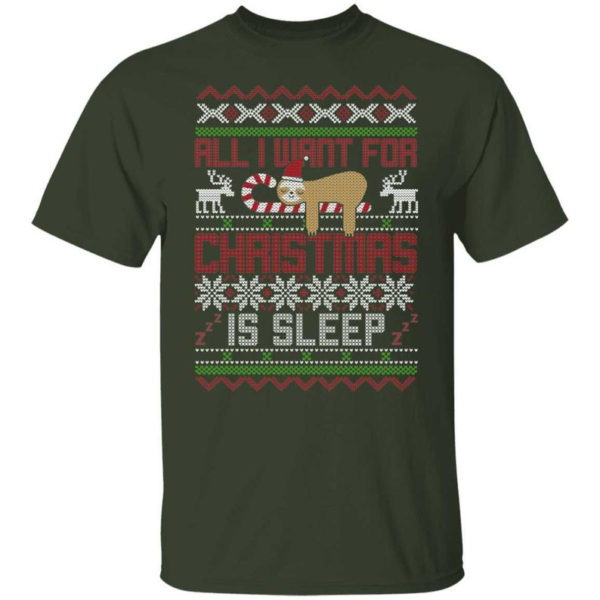 Lazy Sloth All I Want For Christmas Is Sleep Christmas Shirt product photo 2