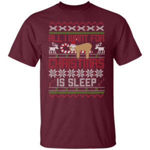 Lazy Sloth All I Want For Christmas Is Sleep Christmas Shirt product photo 3