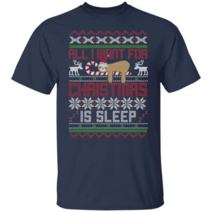 Lazy Sloth All I Want For Christmas Is Sleep Christmas Shirt product photo 4