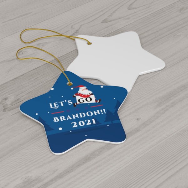 Let’s Go Brandon 2021 Christmas Ceramic Ornaments product photo 1