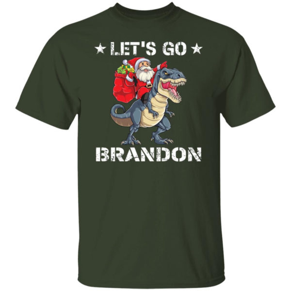 Let’s Go Brandon Santa T-Rex Christmas Shirt Unisex T-Shirt Forest S