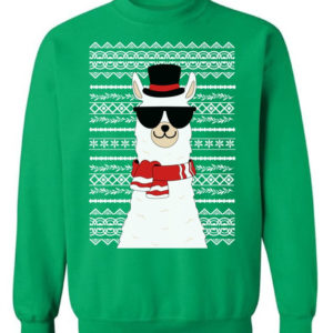 Llama Boss Wear Glasses Ugly Llama Christmas Sweatshirt product photo 2