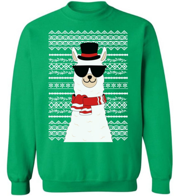 Llama Boss Wear Glasses Ugly Llama Christmas Sweatshirt product photo 2