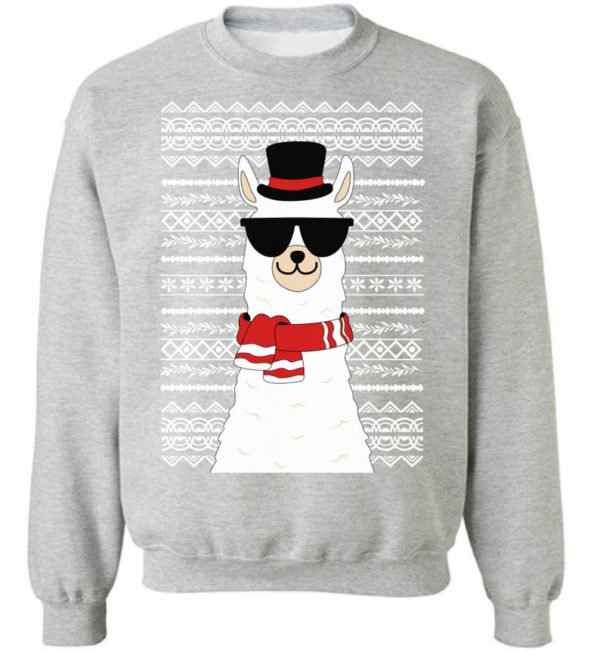 Llama Boss Wear Glasses Ugly Llama Christmas Sweatshirt product photo 3