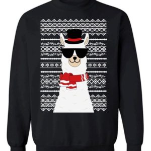 Llama Boss Wear Glasses Ugly Llama Christmas Sweatshirt product photo 0