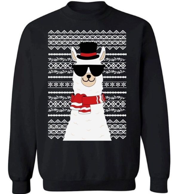 Llama Boss Wear Glasses Ugly Llama Christmas Sweatshirt product photo 0