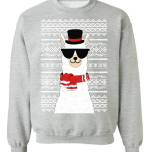 Llama Boss Wear Glasses Ugly Llama Christmas Sweatshirt Sweatshirt Grey S