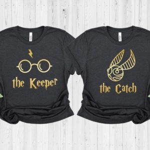 Matching Couple Shirts, Matching Valentine Shirts, Matching Lover Shirts, Catch Shirt, Keeper Shirt, Snitch Shirt, Silver Golden T-shirt Keeper Shirt Black S