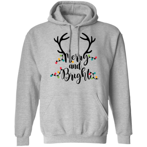 Merry and Bright Sweatshirt Womens Christmas Shirt Pullover Hoodie Sport Grey S