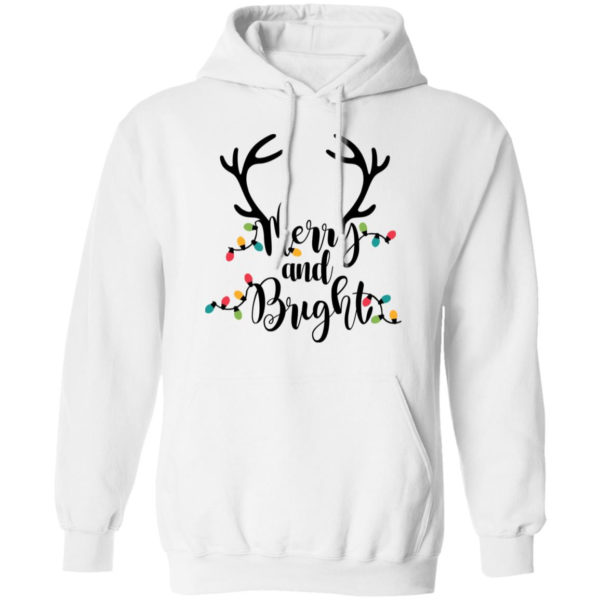 Merry and Bright Sweatshirt Womens Christmas Shirt Pullover Hoodie White S