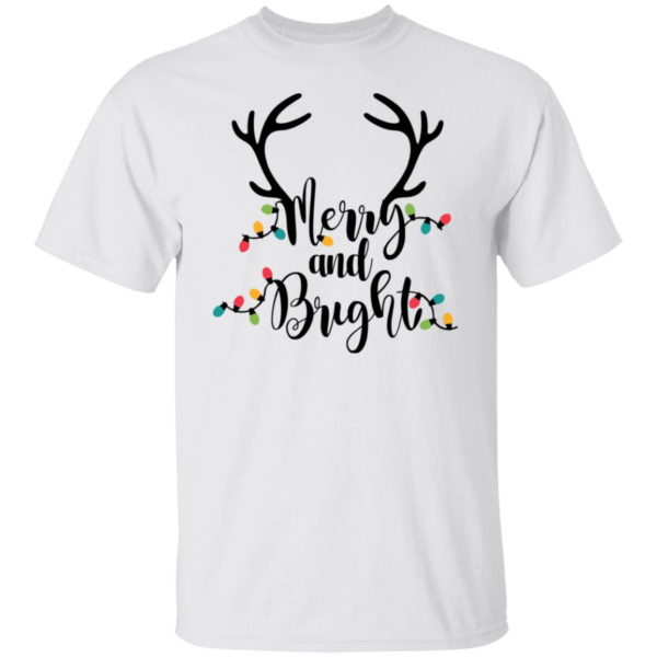 Merry and Bright Sweatshirt Womens Christmas Shirt Unisex T-Shirt White S