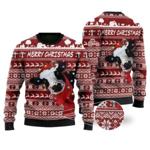 Merry Christmas Ugly Cows Santa Christmas Sweater AOP Sweater Red S