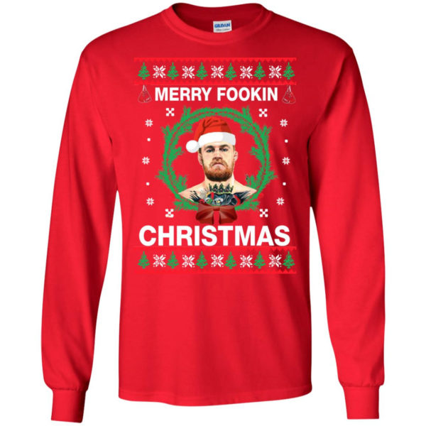 Merry Fookin Conor Mcgregor Christmas Shirt Long Sleeve Red S