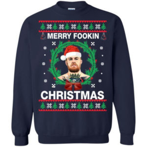 Merry Fookin Conor Mcgregor Christmas Shirt Sweatshirt Navy S