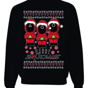 Merry SquidMas Funny Christmas Sweatshirt Sweatshirt Black S