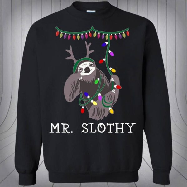 Mr Slothy Mrs Slothy Couple Christmas Sweatshirt Mr Slothy Black S