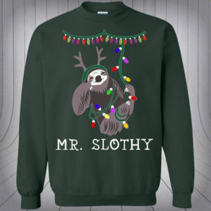Mr Slothy Mrs Slothy Couple Christmas Sweatshirt Mr Slothy Forest Green S