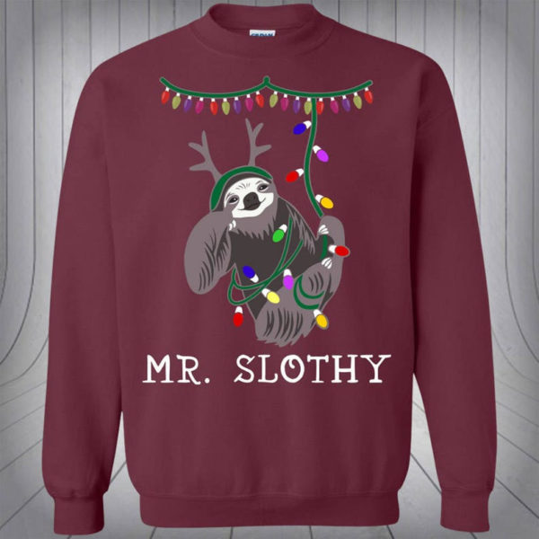 Mr Slothy Mrs Slothy Couple Christmas Sweatshirt Mr Slothy Maroon S