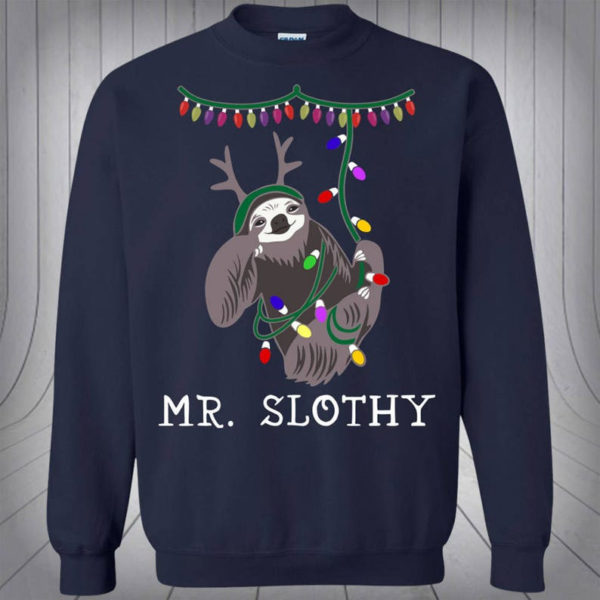 Mr Slothy Mrs Slothy Couple Christmas Sweatshirt Mr Slothy Navy S