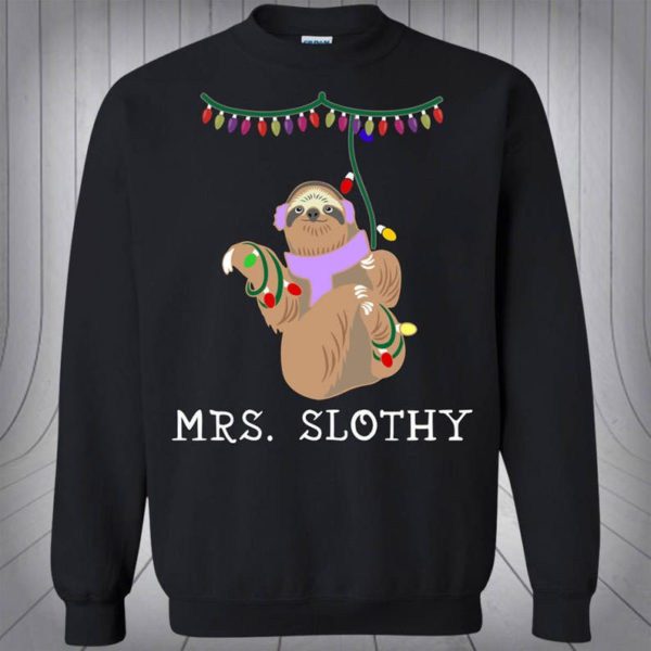 Mr Slothy Mrs Slothy Couple Christmas Sweatshirt Mrs Slothy Black S