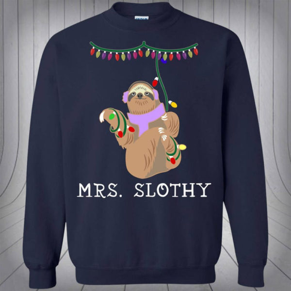 Mr Slothy Mrs Slothy Couple Christmas Sweatshirt Mrs Slothy Navy S