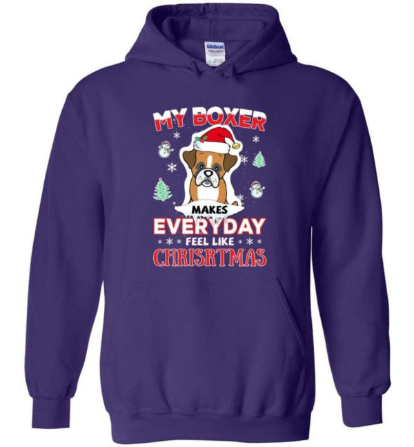 My Boxer Makes Everyday Feel Like Christmas Dog Lover Christmas Shirt Hoodie Purple S