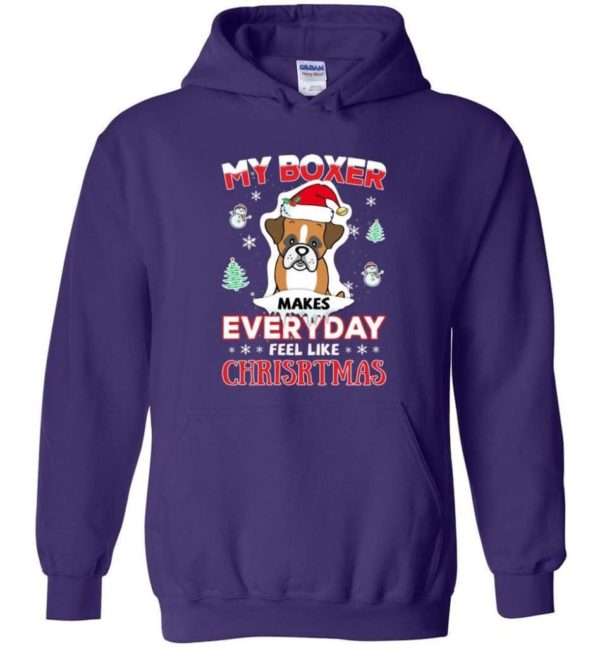 My Boxer Makes Everyday Feel Like Christmas Dog Lover Christmas Shirt Hoodie Purple S