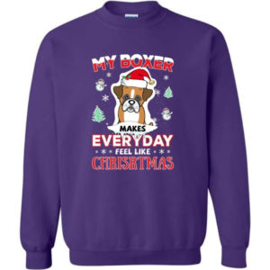 My Boxer Makes Everyday Feel Like Christmas Dog Lover Christmas Shirt Sweatshirt Purple S