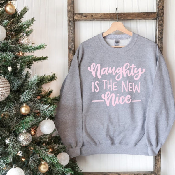Naughty is the New Nice Christmas Sweatshirt Sweatshirt Sport Gray S