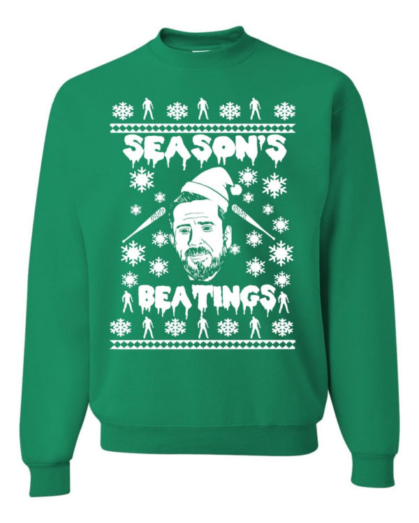 Negan Season's Beatings Christmas Sweatshirt Sweatshirt Irish Green S