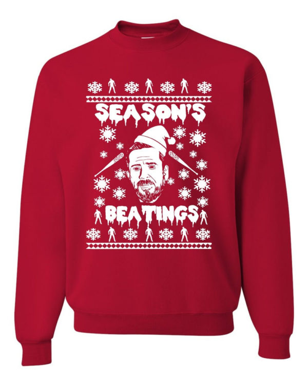 Negan Season's Beatings Christmas Sweatshirt Sweatshirt Red S