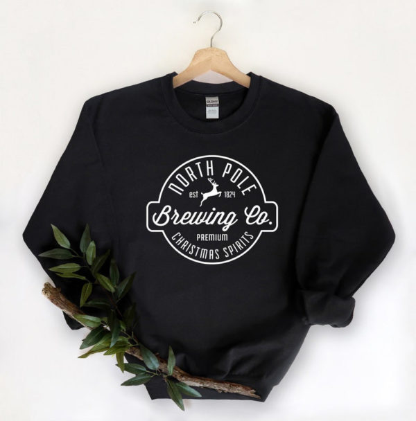 North Pole Brewing Co Christmas Spirit Christmas Sweatshirt Sweatshirt Black S