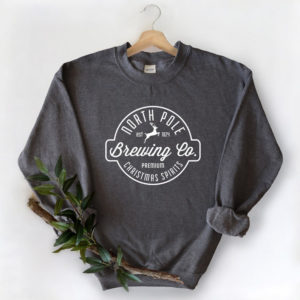North Pole Brewing Co Christmas Spirit Christmas Sweatshirt Sweatshirt Dark Grey S