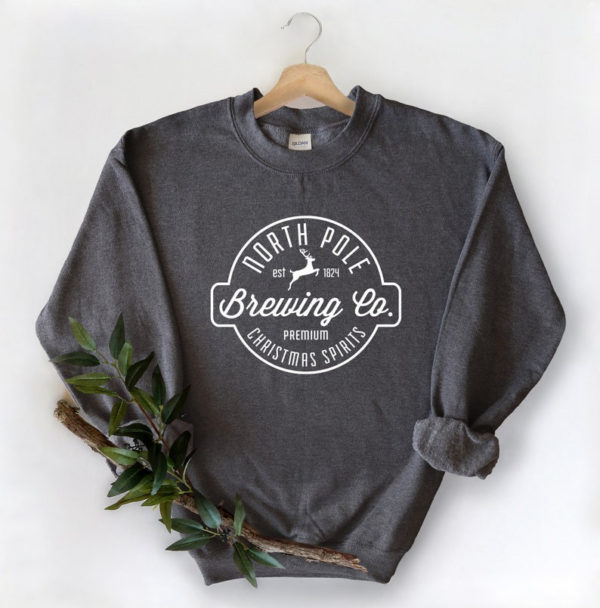 North Pole Brewing Co Christmas Spirit Christmas Sweatshirt Sweatshirt Dark Grey S