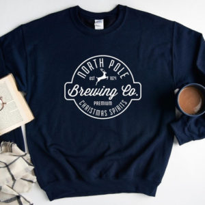 North Pole Brewing Co Christmas Spirit Christmas Sweatshirt Sweatshirt Navy S