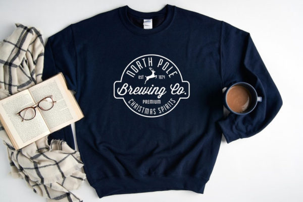 North Pole Brewing Co Christmas Spirit Christmas Sweatshirt Sweatshirt Navy S