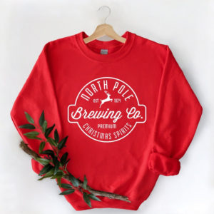 North Pole Brewing Co Christmas Spirit Christmas Sweatshirt Sweatshirt Red S