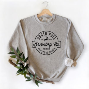 North Pole Brewing Co Christmas Spirit Christmas Sweatshirt Sweatshirt Sport Grey S