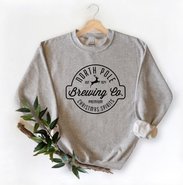 North Pole Brewing Co Christmas Spirit Christmas Sweatshirt Sweatshirt Sport Grey S