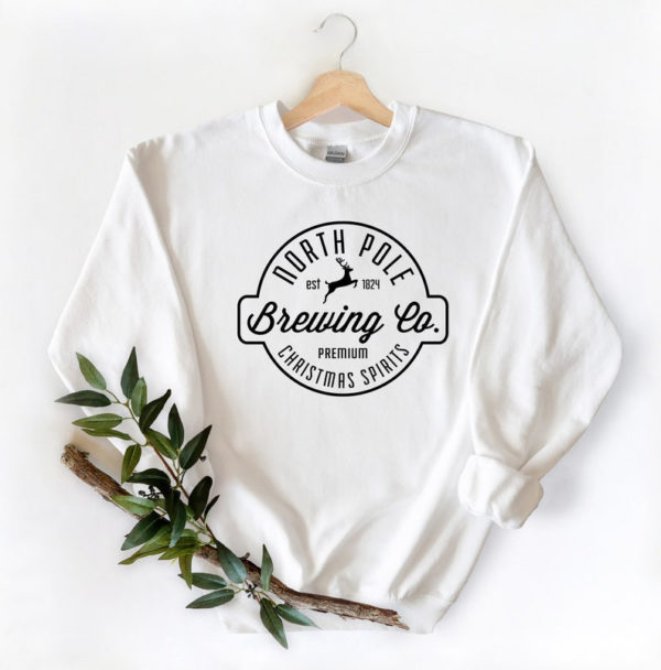 North Pole Brewing Co Christmas Spirit Christmas Sweatshirt Sweatshirt White S