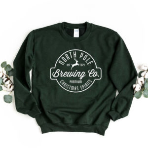 North Pole Brewing Co Premium Christmas Spirit Sweatshirt Sweatshirt Forest Green S