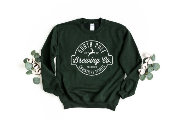 North Pole Brewing Co Premium Christmas Spirit Sweatshirt Sweatshirt Forest Green S