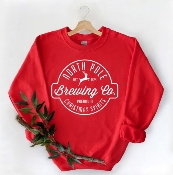 North Pole Brewing Co Premium Christmas Spirit Sweatshirt Sweatshirt Red S