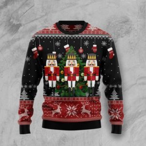 Nutcracker Doll Ugly Christmas Stocking Funny Christmas Sweater AOP Sweater Black S