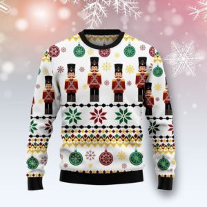 Nutcracker Funny Snowflakes Christmas Sweater AOP Sweater White S