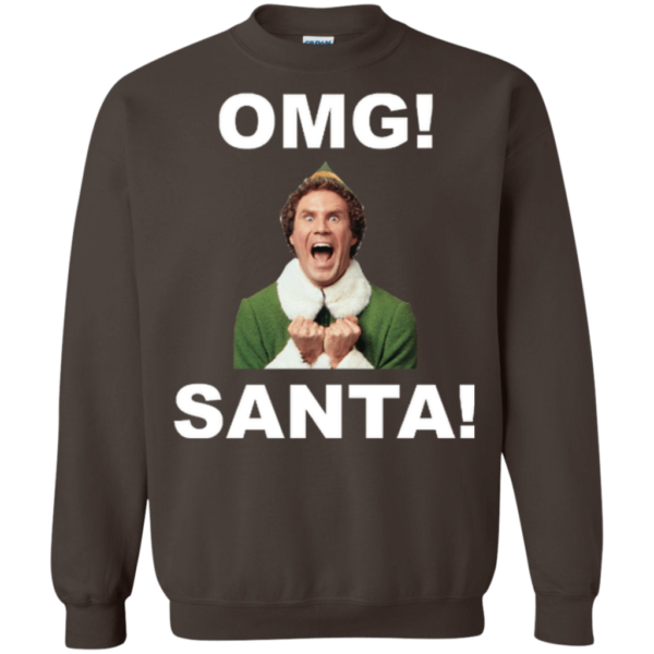 OMG! Santa Funny Elf Christmas Sweatshirt Sweatshirt Dark Chocolate S