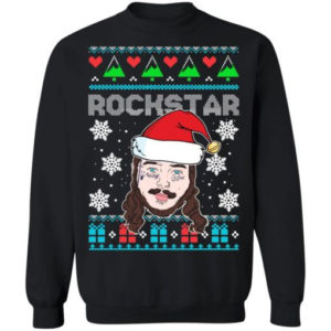 Post Malone Rockstar Santa Hat Christmas T-Shirt Sweatshirt Sweatshirt Black S