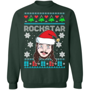 Post Malone Rockstar Santa Hat Christmas T-Shirt Sweatshirt Sweatshirt Forest Green S