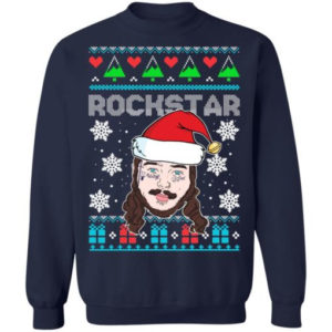 Post Malone Rockstar Santa Hat Christmas T-Shirt Sweatshirt Sweatshirt Navy S