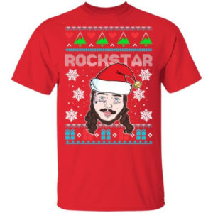 Post Malone Rockstar Santa Hat Christmas T-Shirt Sweatshirt Unisex T-Shirt Red S